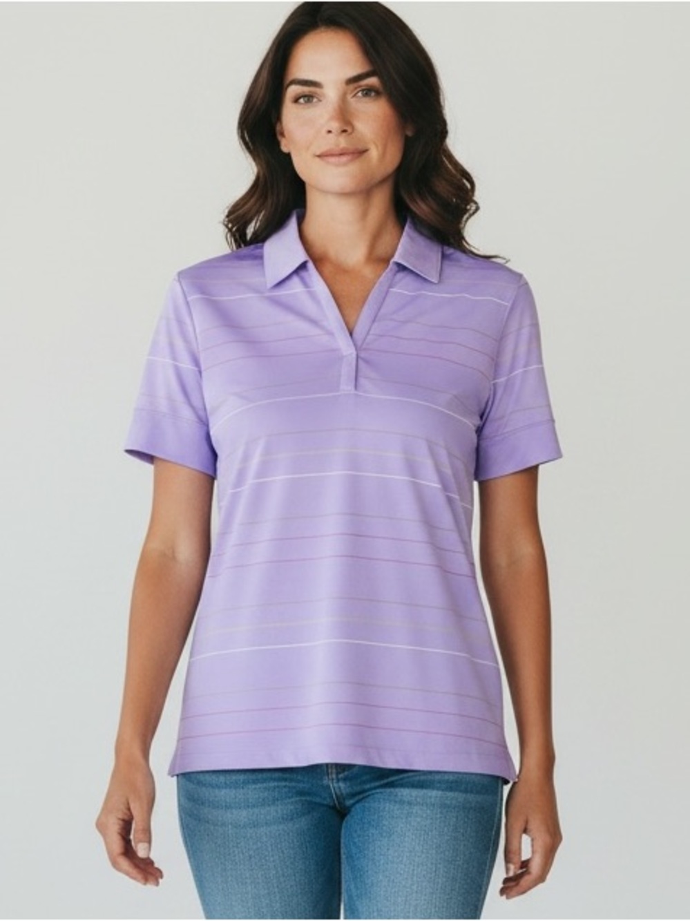 Nike Purple Golf Polo with Subtle Stripes